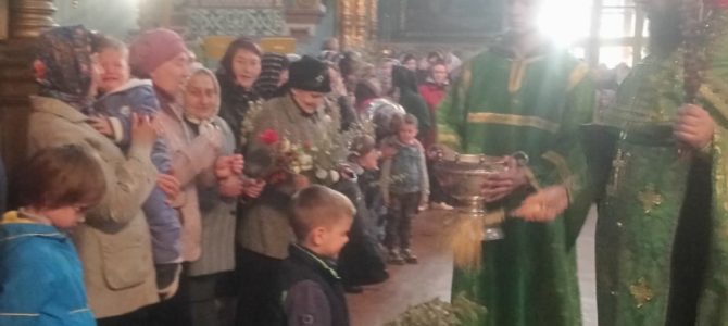 Богослужение в праздник Входа Господня в Иерусалим в Свято — Троицком храме села Пичаево